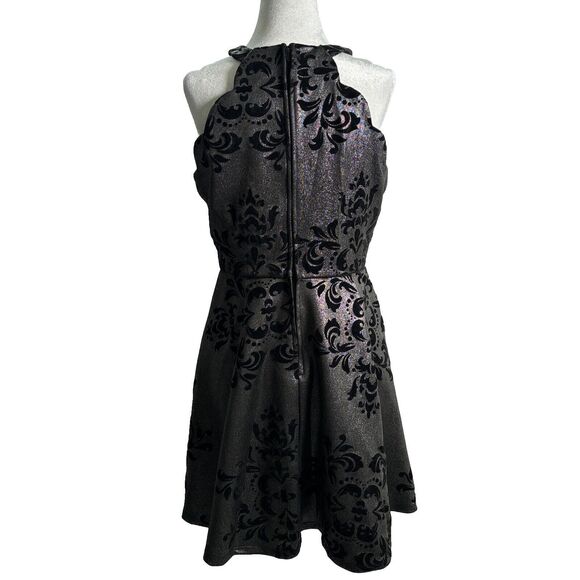 Fairygoth Silver And Black dress Velvet Design Fit and Flare Whimsigoth SZ XL - Picture 6 of 12